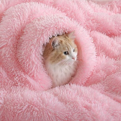 Smoofy Fluffy Twin Comforter Set, Faux Fur Pink Comforter Set 2 Pieces