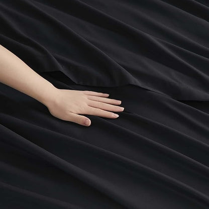 Clara Clark King Sheets, 6 Piece Set - Hotel Luxury Sheets for King Size Bed, Super Soft Bedding Set, King Size, Black