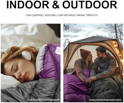 Sleeping Bags for Adults Teens, 4 Season Camping Sleeping Bag Waterproof,Machine Washable Backpacking Gear for Cool Weather,Outdoor Tent Hiking Hunting,with Compression Sack,86.6x31.5