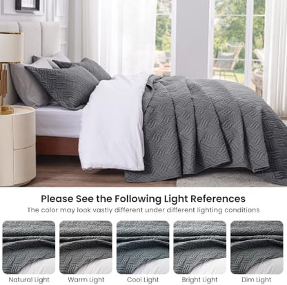 Love's cabin Quilts for Queen Bed, Soft Bedspread Comforter, Dark Grey