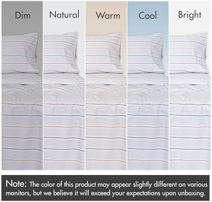 RUVANTI 100% Cotton California King Sheets, Chevron Twill Stripe