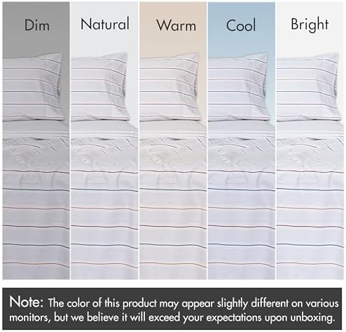 RUVANTI 100% Cotton Queen Sheets, Percale Weave, Chevron Twill Stripe