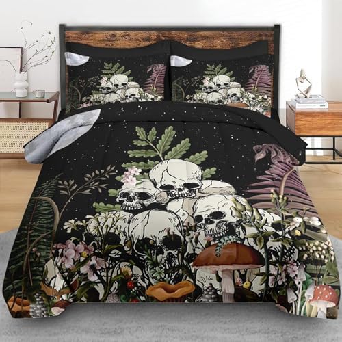Pamnest Full Comforter Set with Sheets, 7 Pieces Mushroom Plant Bedding