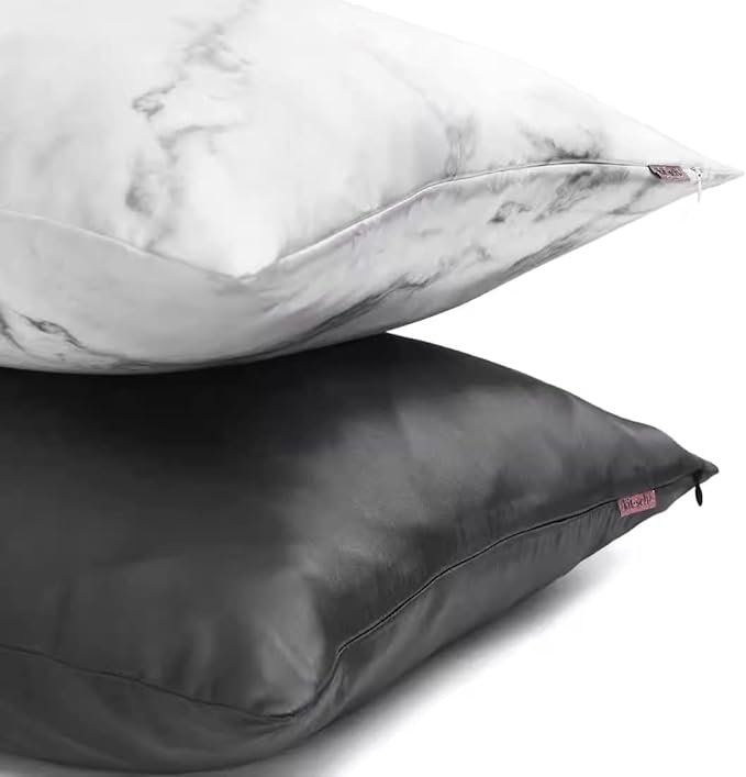 Kitsch Satin Pillowcase with Zipper for Hair & Skin - Softer Than Silk Pillow Cases, Smooth Cooling Satin Pillow Case, Wrinkle-Free, Machine Washable - Pillow Cases Standard Size 19x26 - Marble