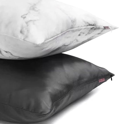 Kitsch Satin Pillowcase with Zipper for Hair & Skin - Softer Than Silk Pillow Cases, Smooth Cooling Satin Pillow Case, Wrinkle-Free, Machine Washable - Pillow Cases Standard Size 19x26 - Marble