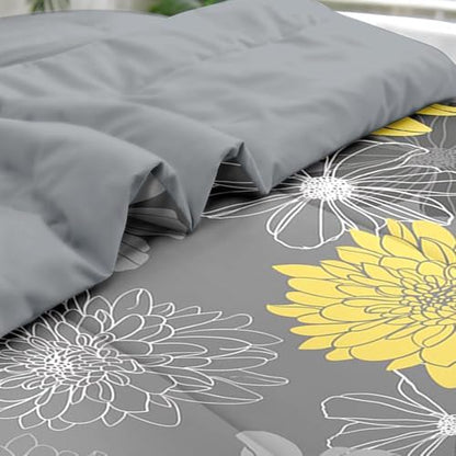 Pamnest Queen Comforter Set with Sheets, 7 Pieces Flower Yellow Bedding