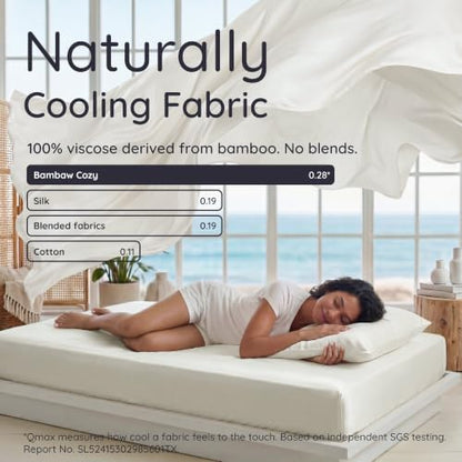 Bambaw 100% Viscose Derived from Bamboo Sheets Twin Size Set – 4-Piece Cooling Bed Sheets Set Twin Size, Ultra Soft & Breathable, Deep Pocket Fits Up to 15" Mattresses, Secure Fit (Ivory)