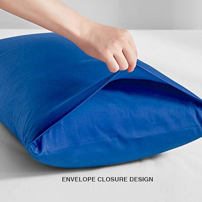 FLXXIE King Pillow Cases Set of 2, Soft Microfiber Pillow Covers with Envelope Closure, Wrinkle, Fade and Stain Resistant Pillowcases, 20x36, Royal Blue