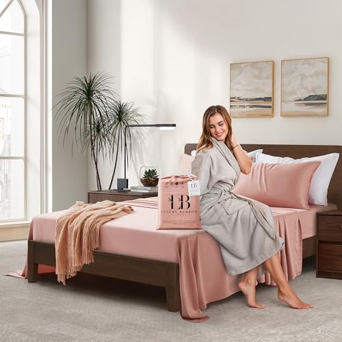 |Twin XL Size Sheet Set | Organically Grown | Ultra Soft & Cooling |100% Viscose | 17" Deep Pocket [Rose Quartz]