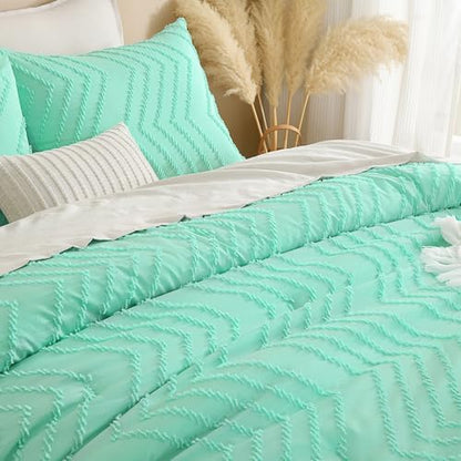 Andency Mint Green Comforter Set Queen Size, 3 Pieces Boho Bed Set