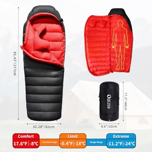 Down Sleeping Bag for Adults, 620 Fill Power Backpacking