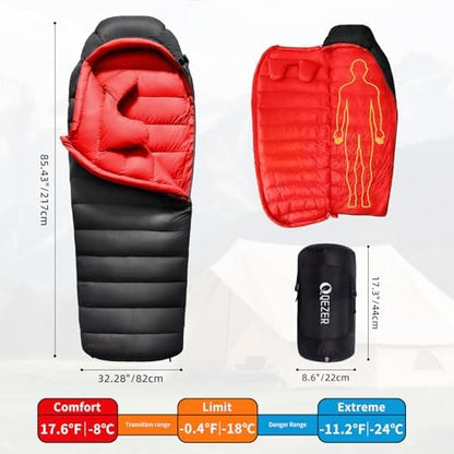 Down Sleeping Bag for Adults, 620 Fill Power Backpacking