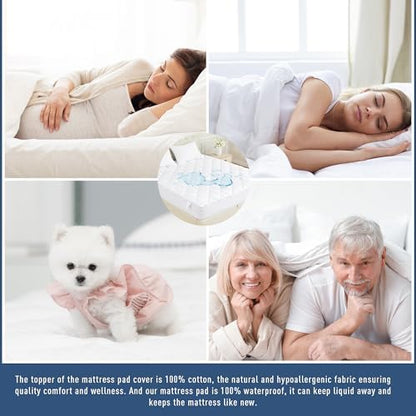 Sunflower Full Mattress Pad Waterproof, Cotton Mattress Protector