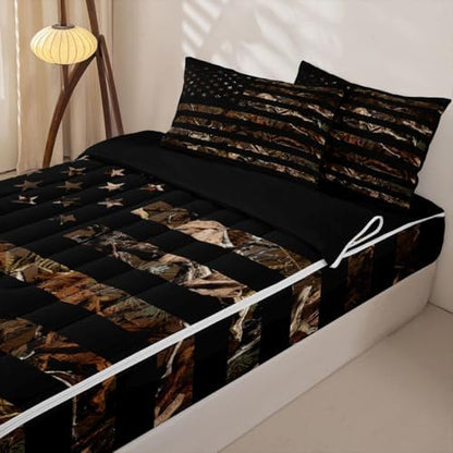 Feelyou American Flag Camouflage Botancial Comforter Set Queen Size Kids