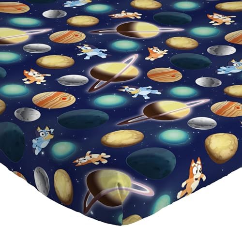 Jay Franco Kids Sheet Set with Fitted, Flat Sheets & Pillow Cover - Ultra-Soft Bedding with Pillowcase for Room Decor, Blue - Bluey & Bingo, 3 Piece Toddler
