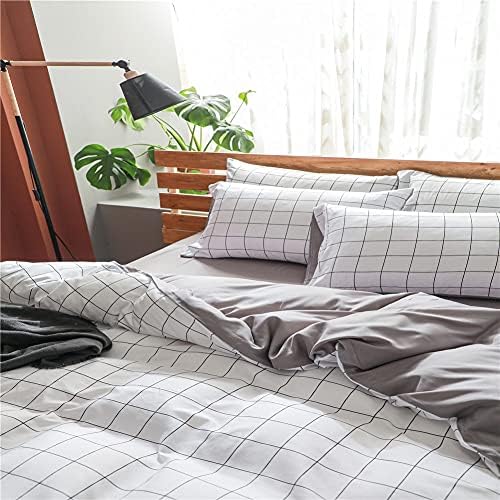 NSNLGSGC Twin Duvet Cover Set Grid White - Kids