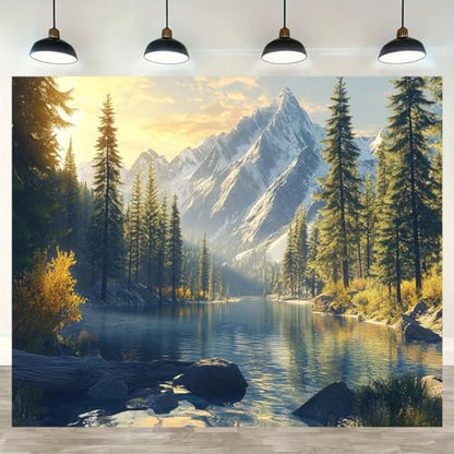 FENDROM Tranquility Lake Snow Mountain Scenery Tapestry Wall Hanging, Nature Forest Plant Trees Pictures Art Wall Tapestries Blanket for Bedroom Living Room Dorm Decor