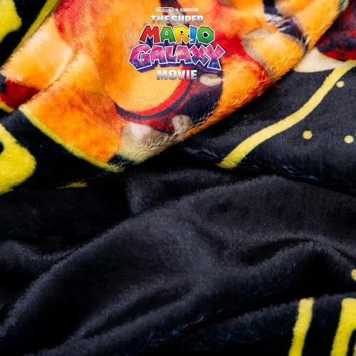 Franco The Super Mario Galaxy Movie Kids Throw Blanket, Boswer & Jr., 46 in x 60 in, Soft Cozy Decorative Blanket for Couch, Bed, or Gaming Room (Officially Licensed Product)