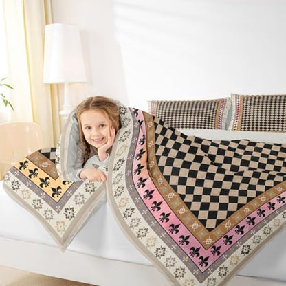 jejeloiu Geometric Checkerboard Comforter Set Bedding Set Queen Size 3 Pcs