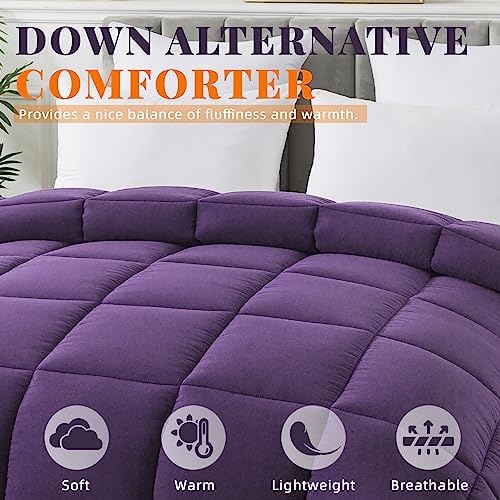 Down Alternative Comforter Purple Twin Size - All Season Duvet Insert