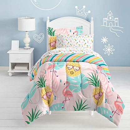 dream FACTORY Pineapple Comforter Set, Full, Pink,2A863602PK