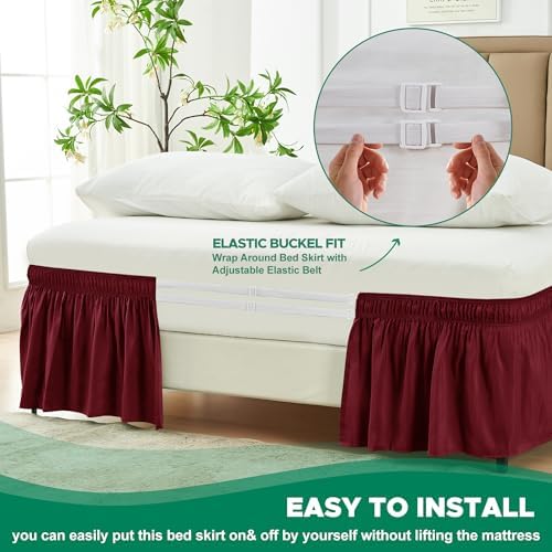 Wrap Around Bed Skirt Dorm Twin & Twin XL 21" Drop-Elastic Long Dust Ruffle