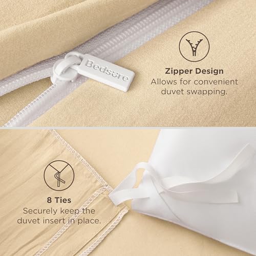 Bedsure Alabaster Gleam Duvet Cover King Size - 3 Pieces Prewashed Cotton-Like Polyester Extra Soft Bedding Set, Includes 1 Duvet Cover 104x90 Inches with Zipper Closure & 2 Pillow Shams, No Comforter