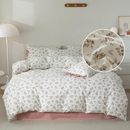LifeTB Blush Pink Floral Comforter Set Twin XL Vintage Garden Flower Bedding Comforter Girls Botanical Comforter with 2 Bow Ties Pillowcases Fluffy Cottagecore Comforter Set for All Seasons