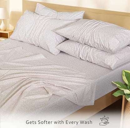RUVANTI 100% Cotton Twin Sheets, Percale Weave Twin Sheet Set, Orchid Charm