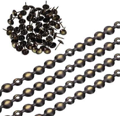 uxcell Upholstery Nailhead Trim, 8 Meters Glossy Upholstery Tacks Strips, Decorative Nail Trims with Nails for Sofa Headboard, Chair DIY Furniture Accessory (11mm Black-Gold)