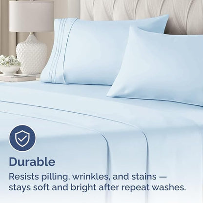Queen Pillow Cases Set of 2 - Ultra Soft Hotel Quality Pillowcase Covers - Comfy, Cozy & Wrinkle Free - Shrinkage, Stain & Fade Resistant - Machine Washable Pillow Protectors - 2 Piece Set - Sky Blue