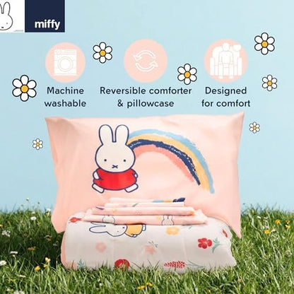 Miffy Bedding 5 Piece Super Soft Cozy Reversible Comforter and Sheet Set with Sham, Twin, (Officially Licensed Product) by Franco