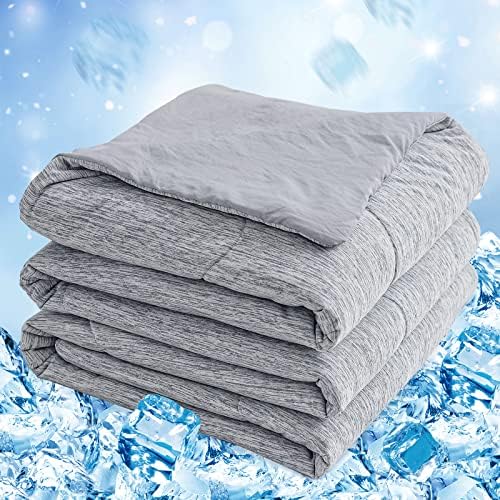 CHOSHOME Cooling Comforter Cooling Blanket, Q-Max 0.45 Cool Sleeping Summer Blanket for Hot Sleeper Night Sweats, Queen 90" x 90", Grey