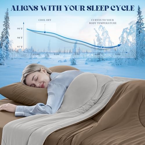 Cooling Comforter Queen Size for Hot Sleepers，80″x90″, Brown