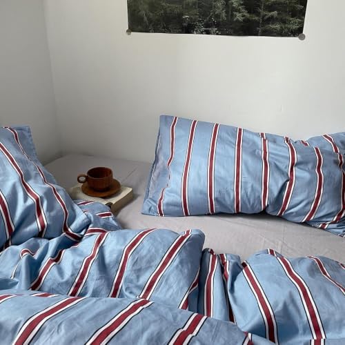 Nayoroom Blue Red Striped Comforter Set Queen Coastal Nautical Bedding
