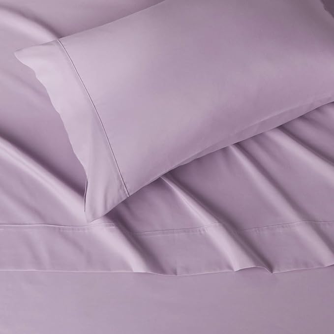 Amazon Basics Ultra-Soft Microfiber 3 Piece Bed Sheet Set With 14-inch Deep Pockets, Twin XL, College Dorm Bedding, Frosted Lavender, Solid