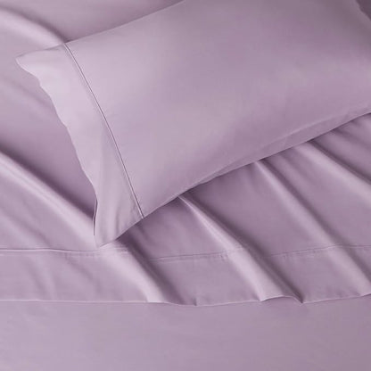 Amazon Basics Ultra-Soft Microfiber 3 Piece Bed Sheet Set With 14-inch Deep Pockets, Twin XL, College Dorm Bedding, Frosted Lavender, Solid