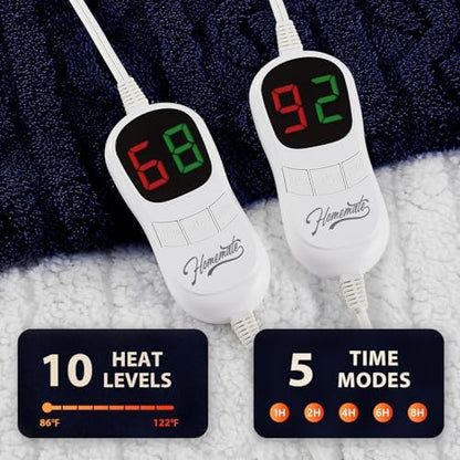 Homemate Heated Electric Blanket Queen Size 84"x 90" Heating Blanket