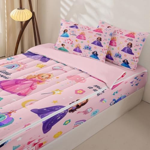 Feelyou Magical Princess Castle Comforter Set Full Size Kids Bed in a Bag