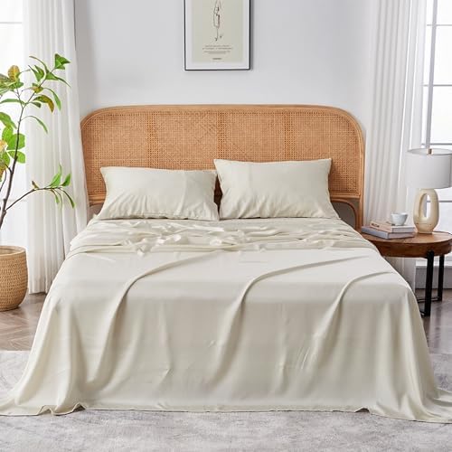 Sijo AiryWeight Tencel Sheet Set, 100% Lyocell Derived from Eucalyptus, Buttery Soft, Architectural Digest Best Cooling Sheets Winner, 1 Top Sheet Only (Fog, King/Cal King)