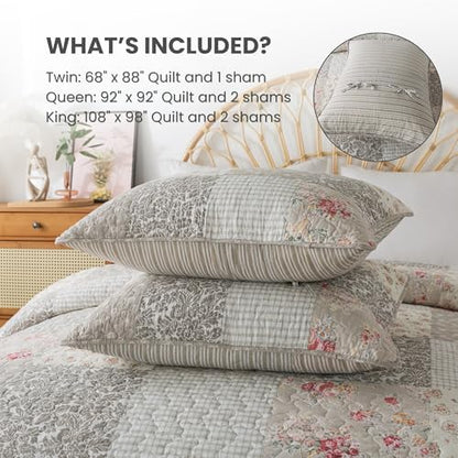 SLPR - Walk in the Cotswolds Patchwork Cotton Quilt Set, Queen with 2 Shams
