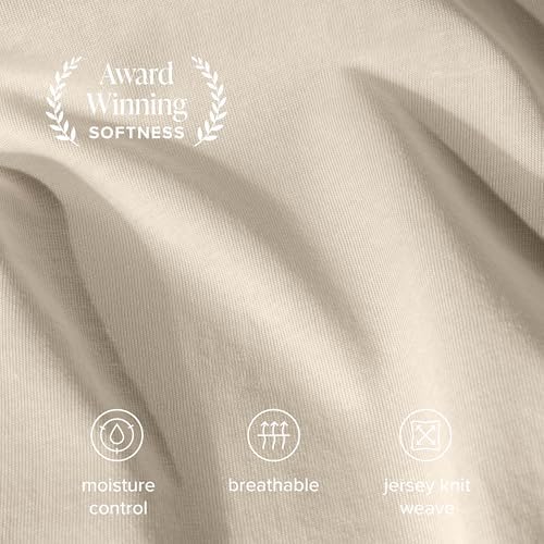 Bare Home 100% Organic Cotton Jersey Sheet Set (Full, Sand)