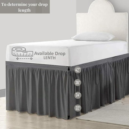 eBeddy Linens Split Corner Dust Ruffle Dorm Bed Skirt Twin XL – 34 Inch Drop, 100% Microfiber, Extra Long Bed Skirt for College Dorm, Platform Style, Dark Grey Solid, Hidden Storage Solution, Easy Fit