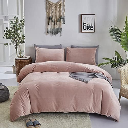 Wellboo Pink Velvet Comforter Sets Twin Women Girls Light Red Fluffy Bedding Comforters Adults Kids Solid Pink Cute Flannel Quilts Aesthetic Pink Warm Winter Blankets Micromink Sherpa Fuzzy Plush Bed