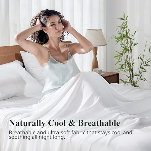 Bamboo Viscose Sheet Set Cooling Twin Size, Sheets Bed Set 3pcs