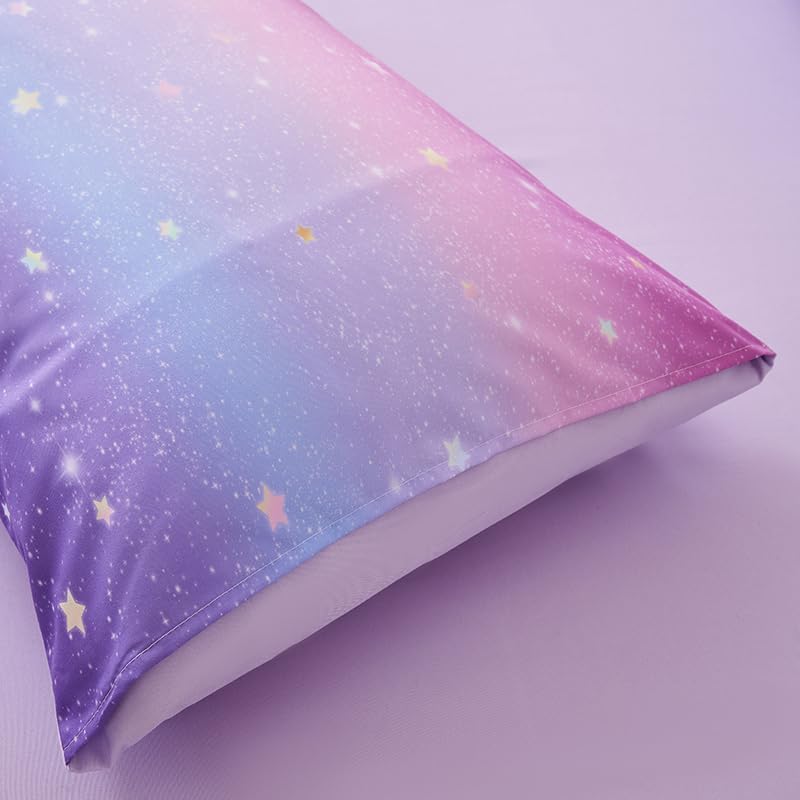3PCS Girls Comforter Sets Full,Galaxy Bedding Set,Pink and Purple Bedding Set,Full Comforter Set for Girls