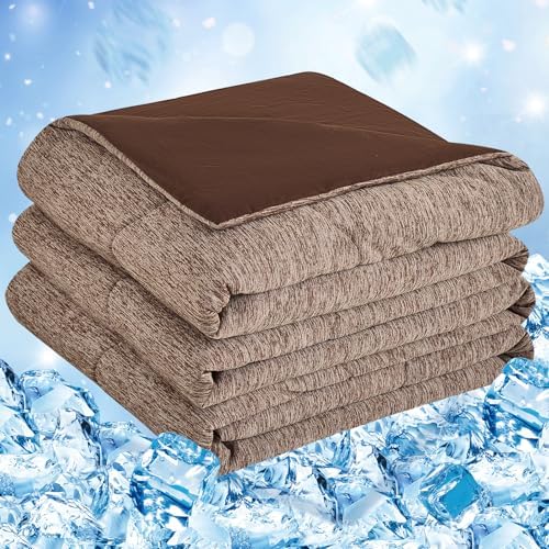 CHOSHOME Cooling Comforter Cooling Blanket, Q-Max 0.45 Cool Sleeping Summer Blanket for Hot Sleeper Night Sweats, Twin XL 60" x 90", Brown