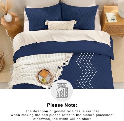 Andency Navy Blue Oversized King Comforter Set 120x98 Extra Large