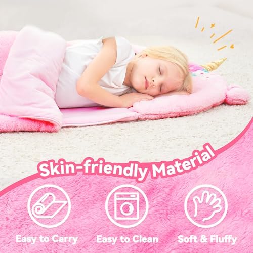 iPlay, iLearn Kids Unicorn Sleeping Bag, Toddler Girl Daycare Plush Nap Mat