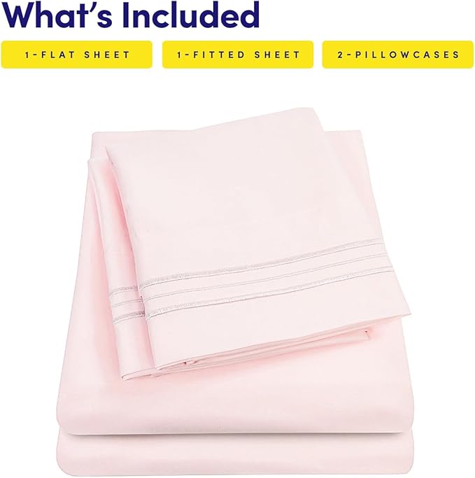 1500 Supreme Collection California King Sheet Sets Pale Pink - Luxury Hotel Bed Sheets and Pillowcase Set for California King Mattress - Extra Soft, Elastic Corner Straps, Deep Pocket Sheets